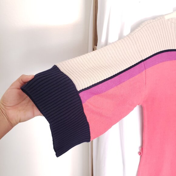 Trina Turk Multicolor Colorblock 3/4 Sleeve Boat Neck Mid Dress Size P - Picture 8 of 13